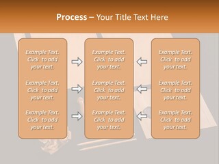 A Black Table Topped With Lots Of Different Items PowerPoint Template