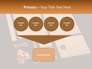 A Black Table Topped With Lots Of Different Items PowerPoint Template