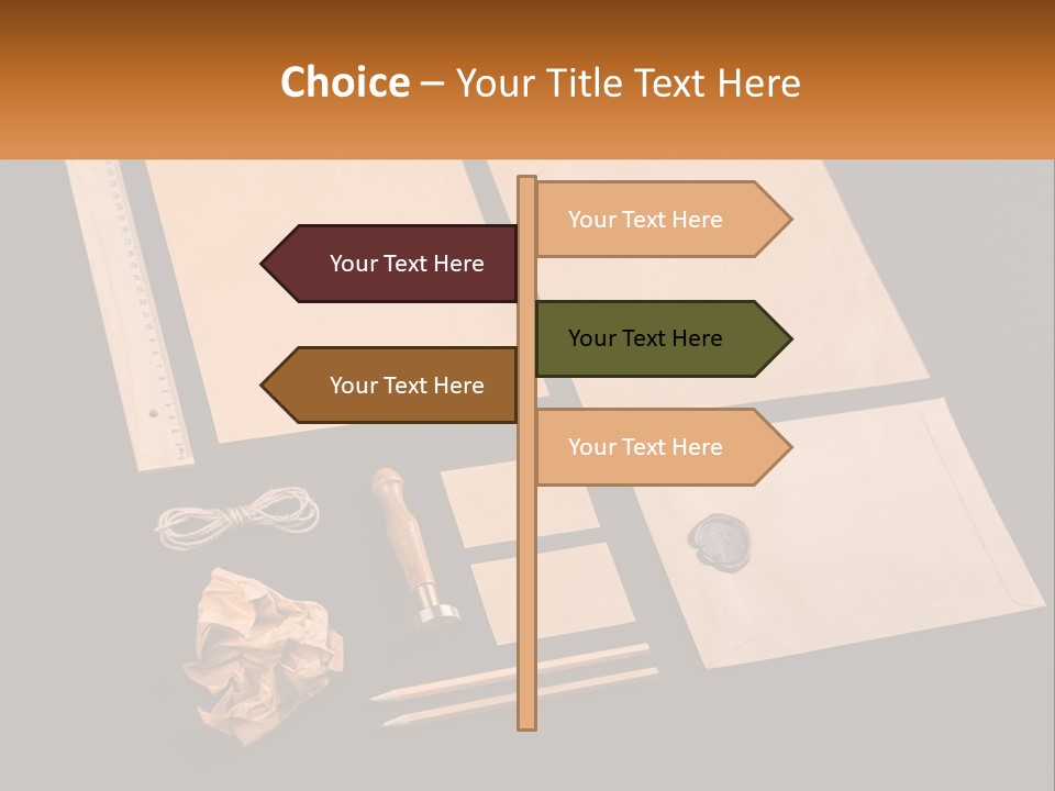 A Black Table Topped With Lots Of Different Items PowerPoint Template