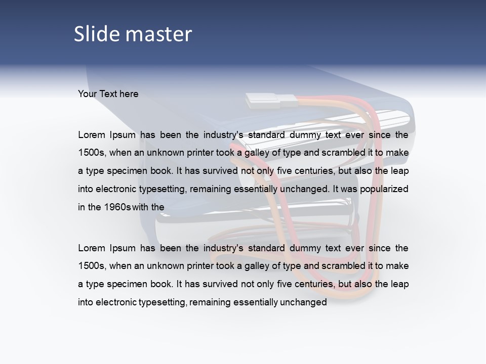 A Blue Power Bank With A Red Cord Attached To It PowerPoint Template