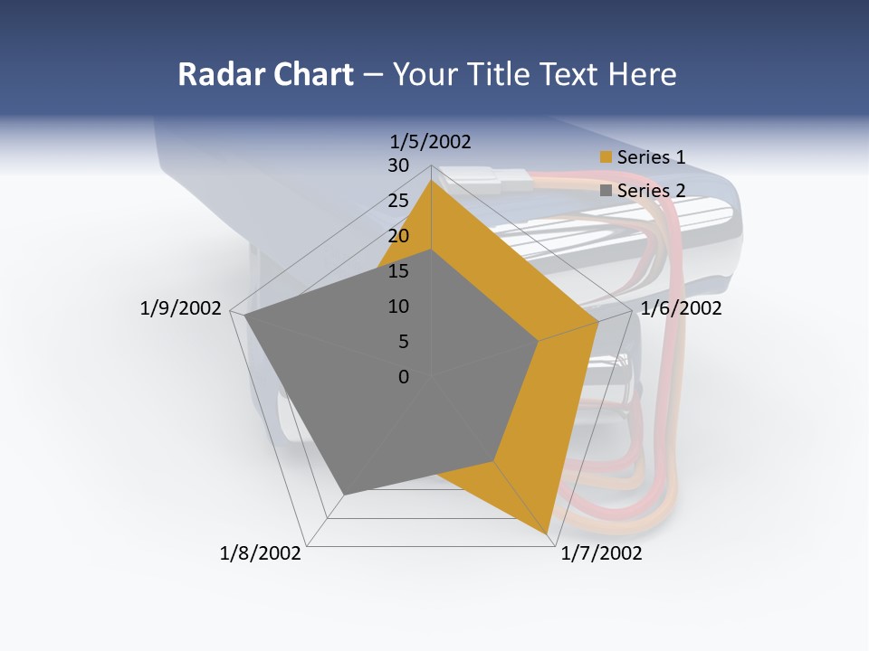 A Blue Power Bank With A Red Cord Attached To It PowerPoint Template