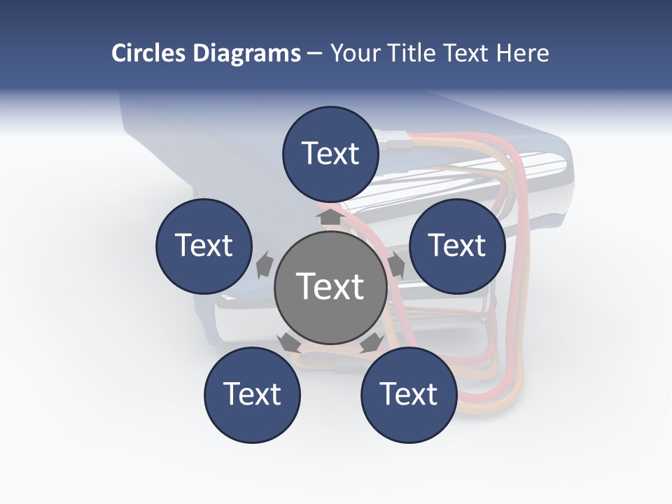 A Blue Power Bank With A Red Cord Attached To It PowerPoint Template