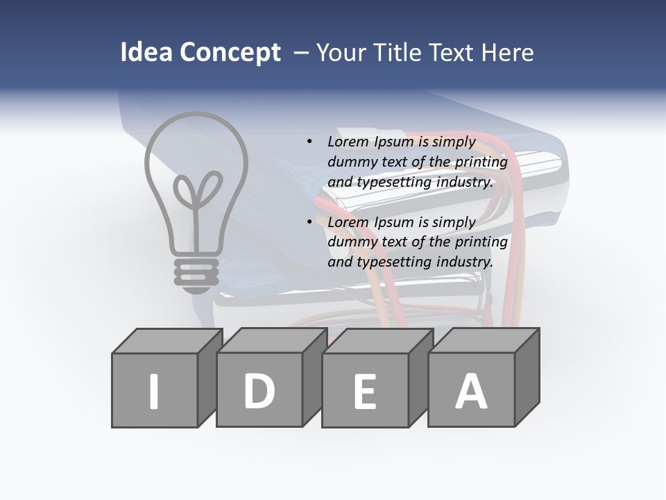 A Blue Power Bank With A Red Cord Attached To It PowerPoint Template