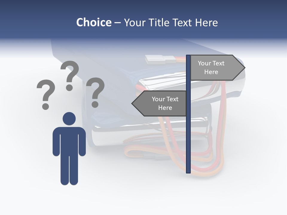 A Blue Power Bank With A Red Cord Attached To It PowerPoint Template