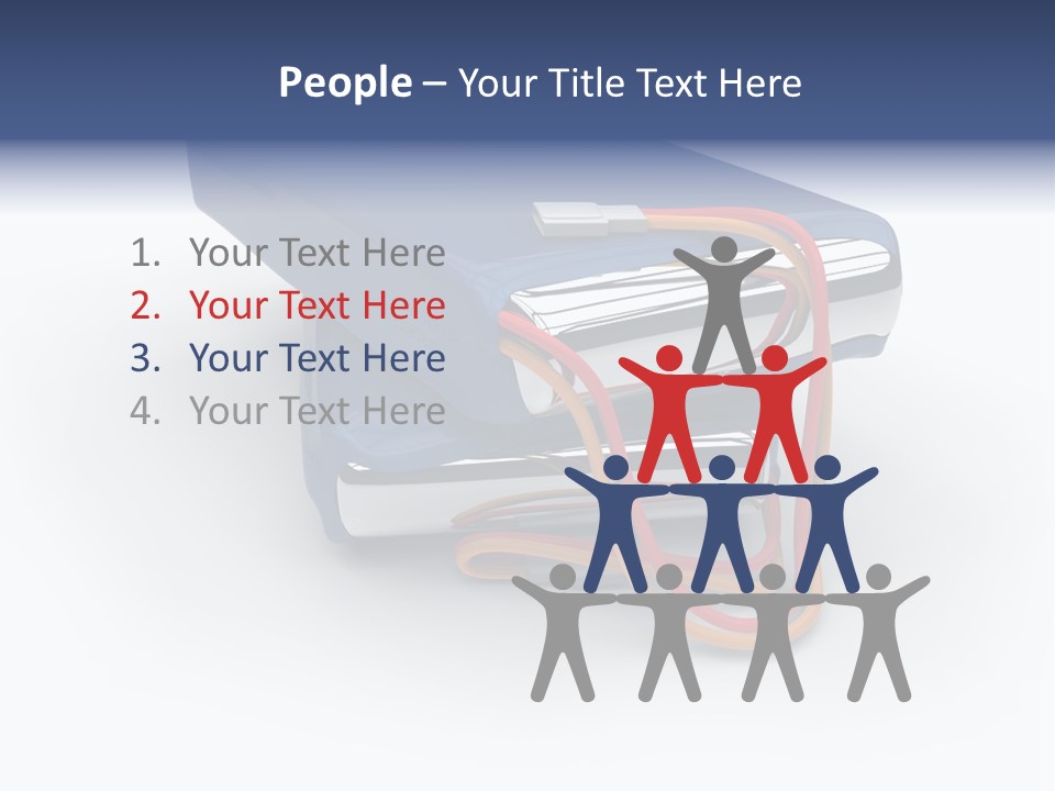 A Blue Power Bank With A Red Cord Attached To It PowerPoint Template