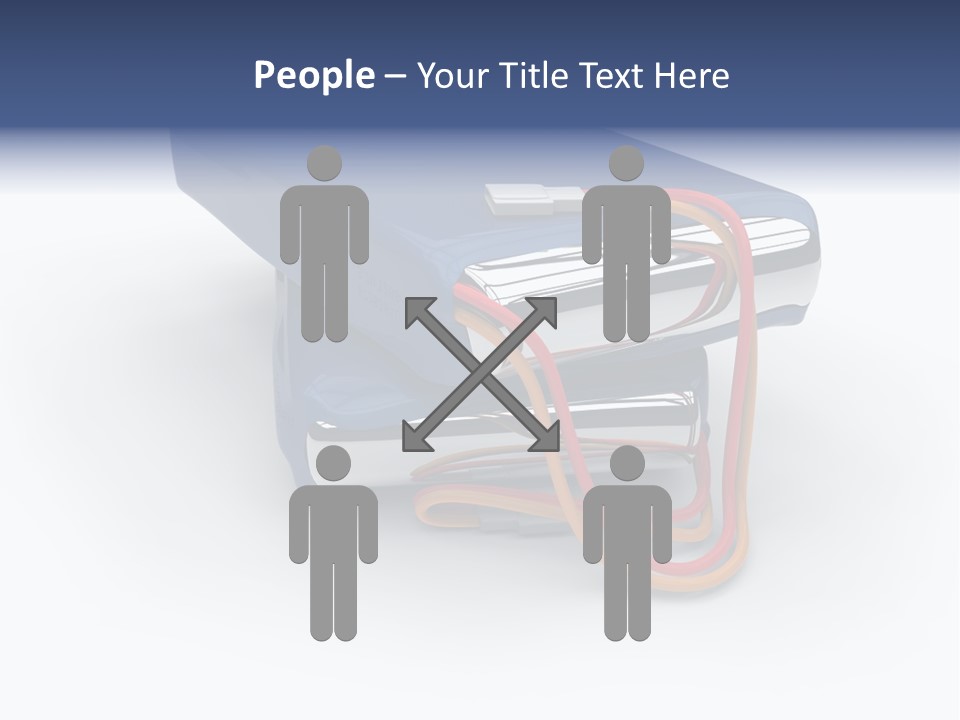 A Blue Power Bank With A Red Cord Attached To It PowerPoint Template