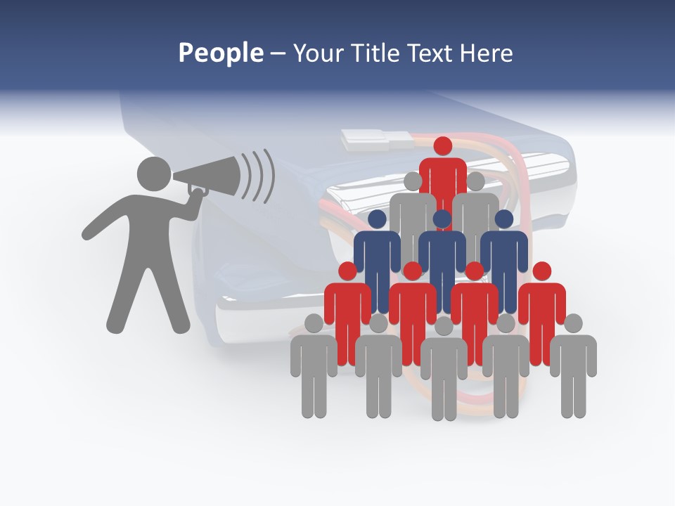 A Blue Power Bank With A Red Cord Attached To It PowerPoint Template