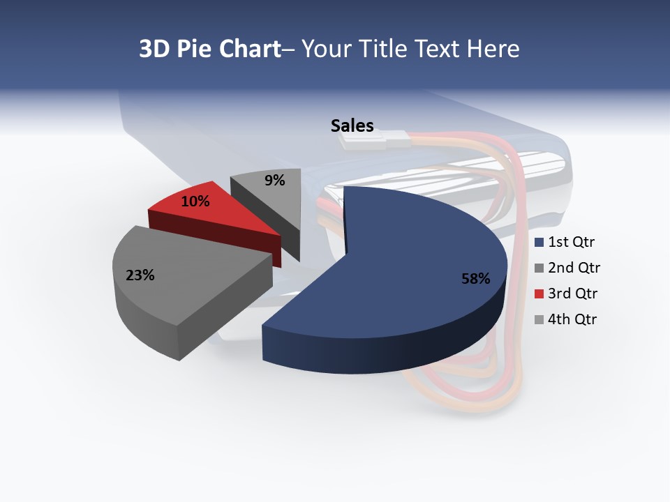 A Blue Power Bank With A Red Cord Attached To It PowerPoint Template