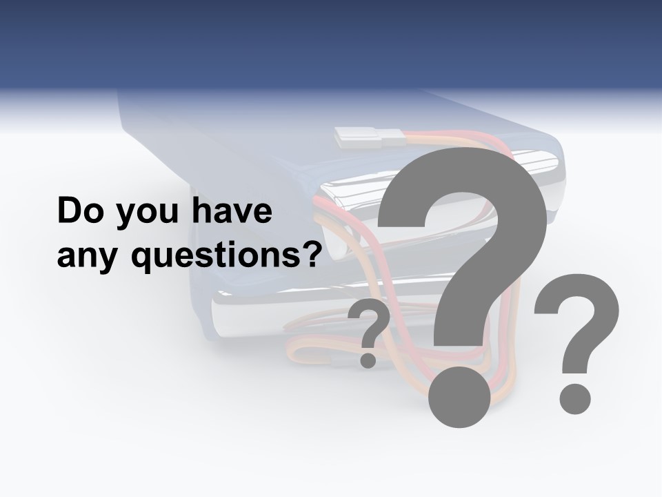 A Blue Power Bank With A Red Cord Attached To It PowerPoint Template