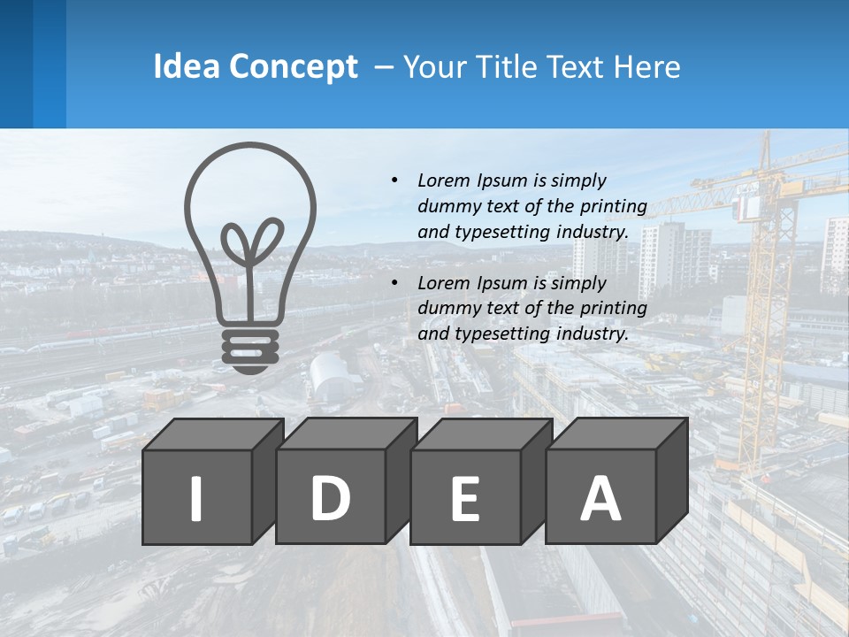 A Construction Site With A Crane In The Background PowerPoint Template