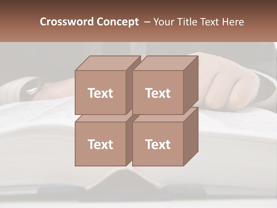 A Man In A Suit Is Pointing At A Book PowerPoint Template