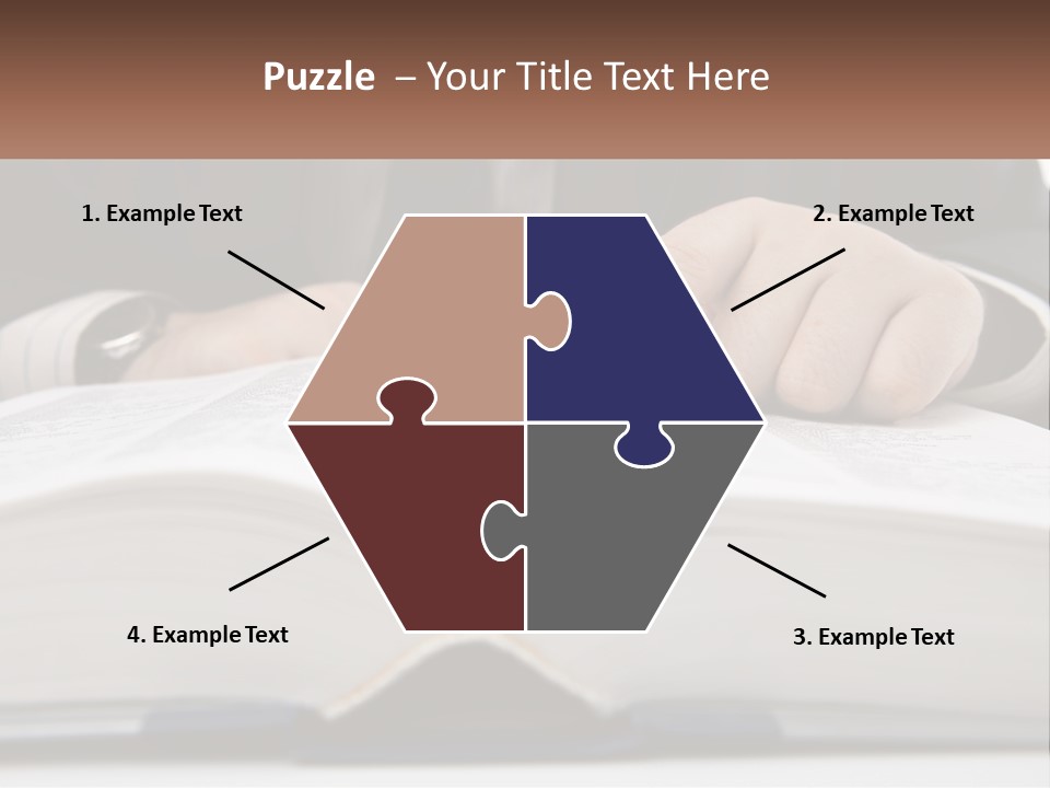 A Man In A Suit Is Pointing At A Book PowerPoint Template