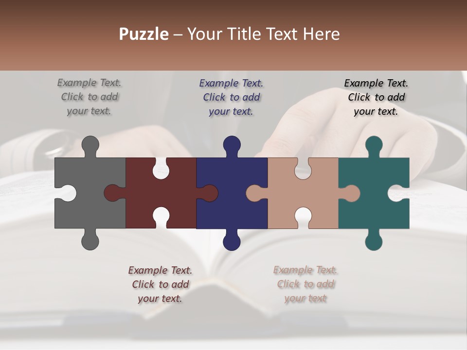 A Man In A Suit Is Pointing At A Book PowerPoint Template