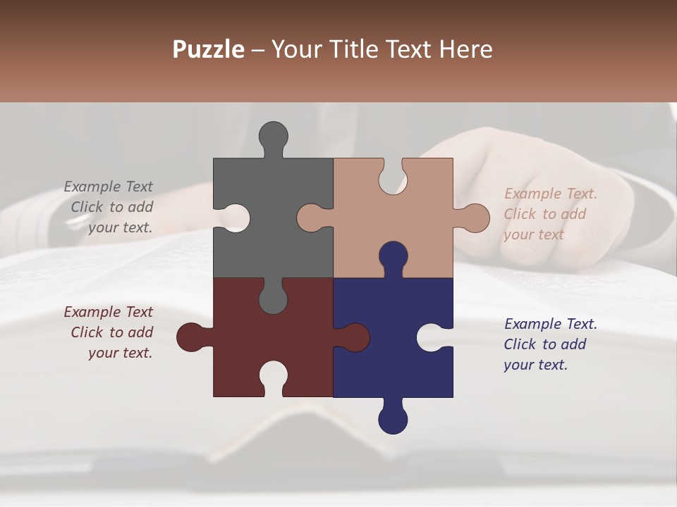 A Man In A Suit Is Pointing At A Book PowerPoint Template