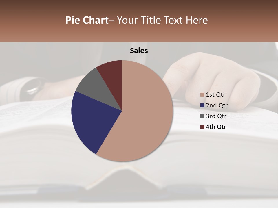 A Man In A Suit Is Pointing At A Book PowerPoint Template