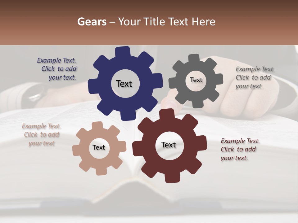 A Man In A Suit Is Pointing At A Book PowerPoint Template