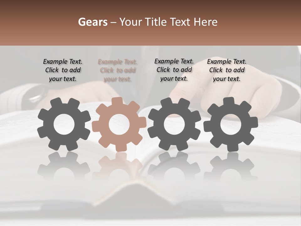 A Man In A Suit Is Pointing At A Book PowerPoint Template