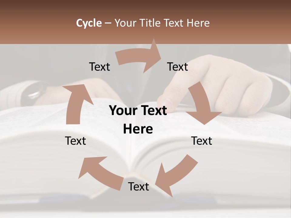 A Man In A Suit Is Pointing At A Book PowerPoint Template