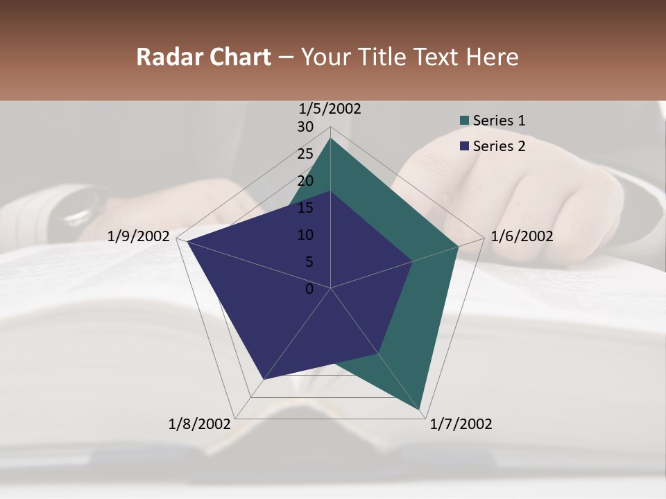 A Man In A Suit Is Pointing At A Book PowerPoint Template
