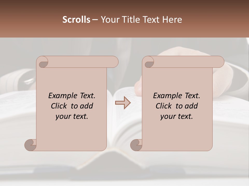 A Man In A Suit Is Pointing At A Book PowerPoint Template