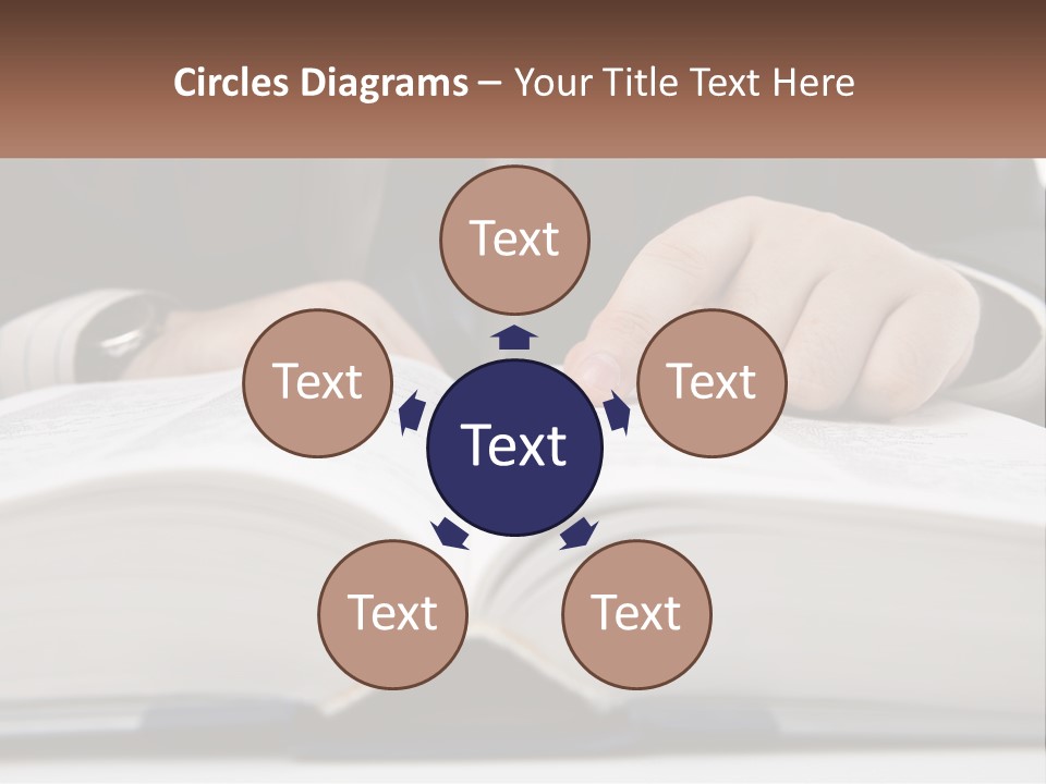 A Man In A Suit Is Pointing At A Book PowerPoint Template