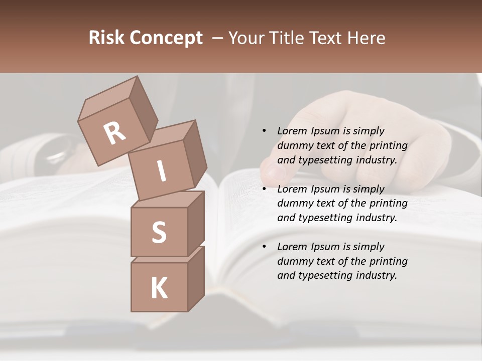 A Man In A Suit Is Pointing At A Book PowerPoint Template