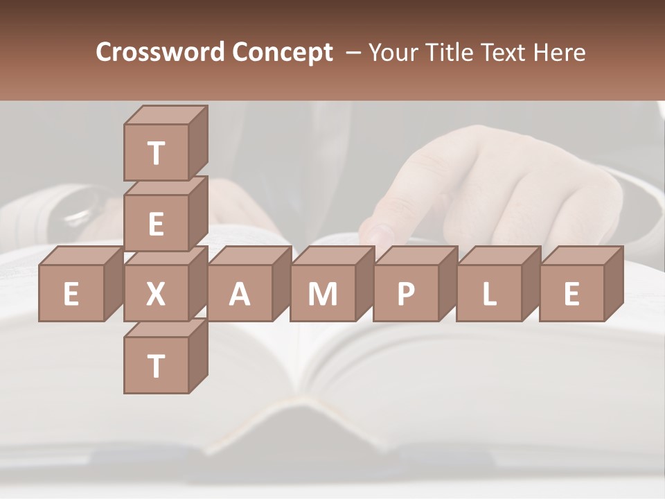 A Man In A Suit Is Pointing At A Book PowerPoint Template