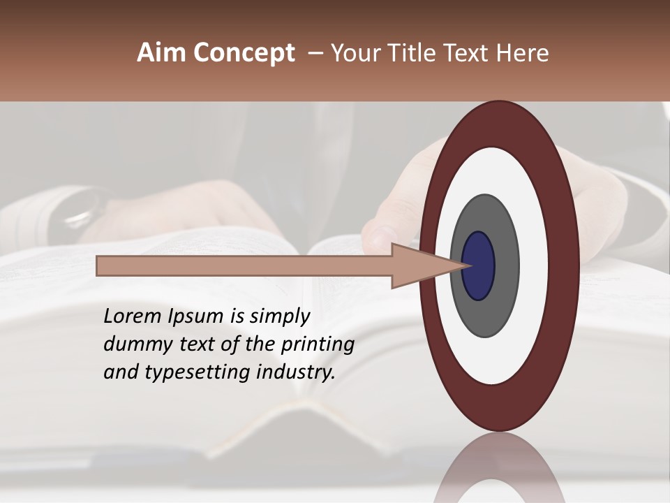 A Man In A Suit Is Pointing At A Book PowerPoint Template