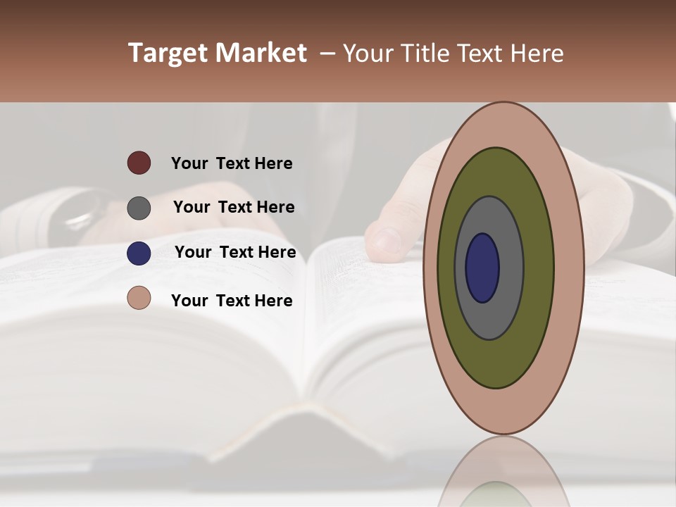 A Man In A Suit Is Pointing At A Book PowerPoint Template