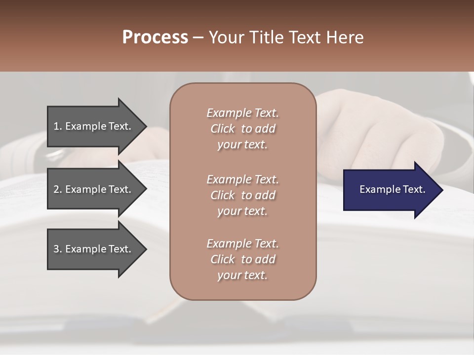 A Man In A Suit Is Pointing At A Book PowerPoint Template