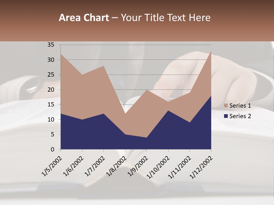 A Man In A Suit Is Pointing At A Book PowerPoint Template