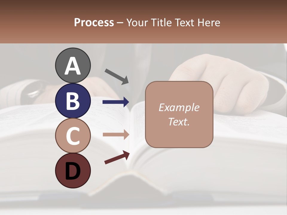 A Man In A Suit Is Pointing At A Book PowerPoint Template