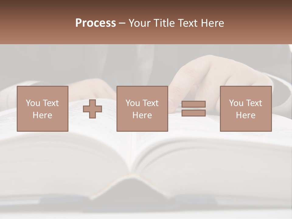 A Man In A Suit Is Pointing At A Book PowerPoint Template