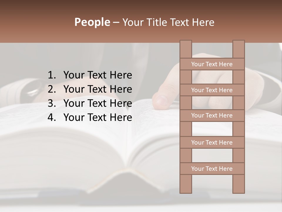 A Man In A Suit Is Pointing At A Book PowerPoint Template