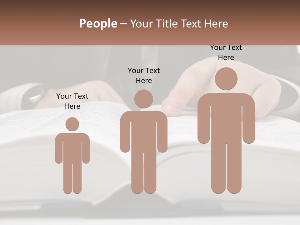 A Man In A Suit Is Pointing At A Book PowerPoint Template