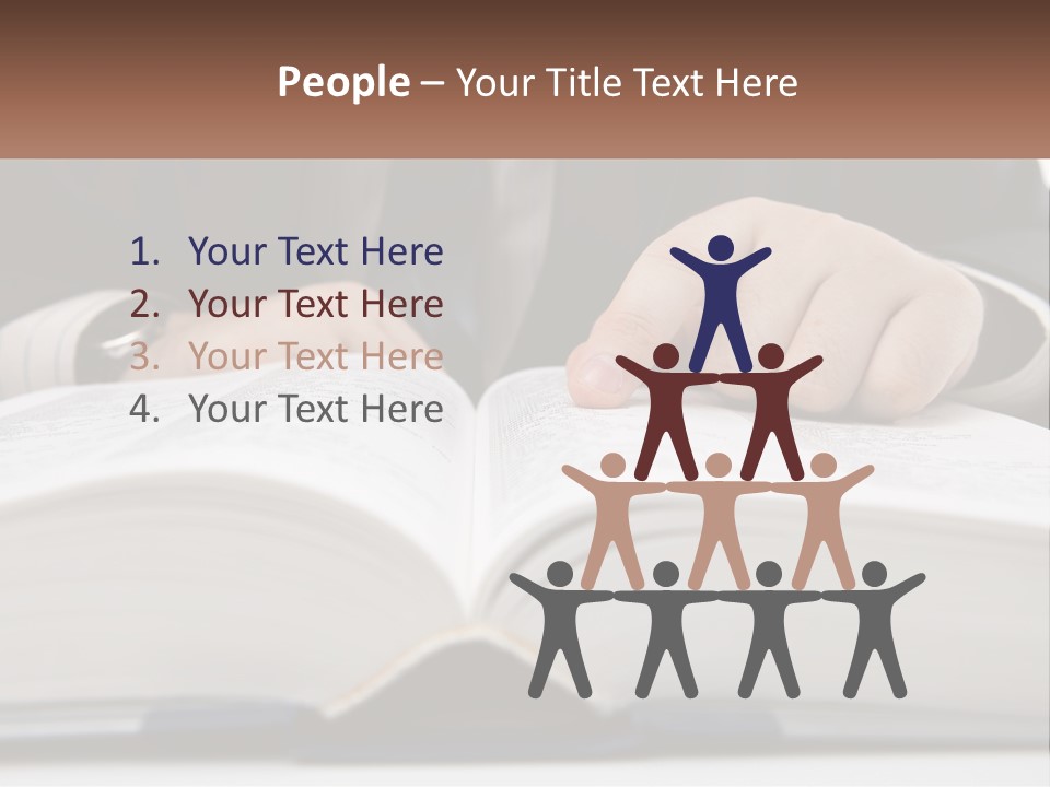 A Man In A Suit Is Pointing At A Book PowerPoint Template