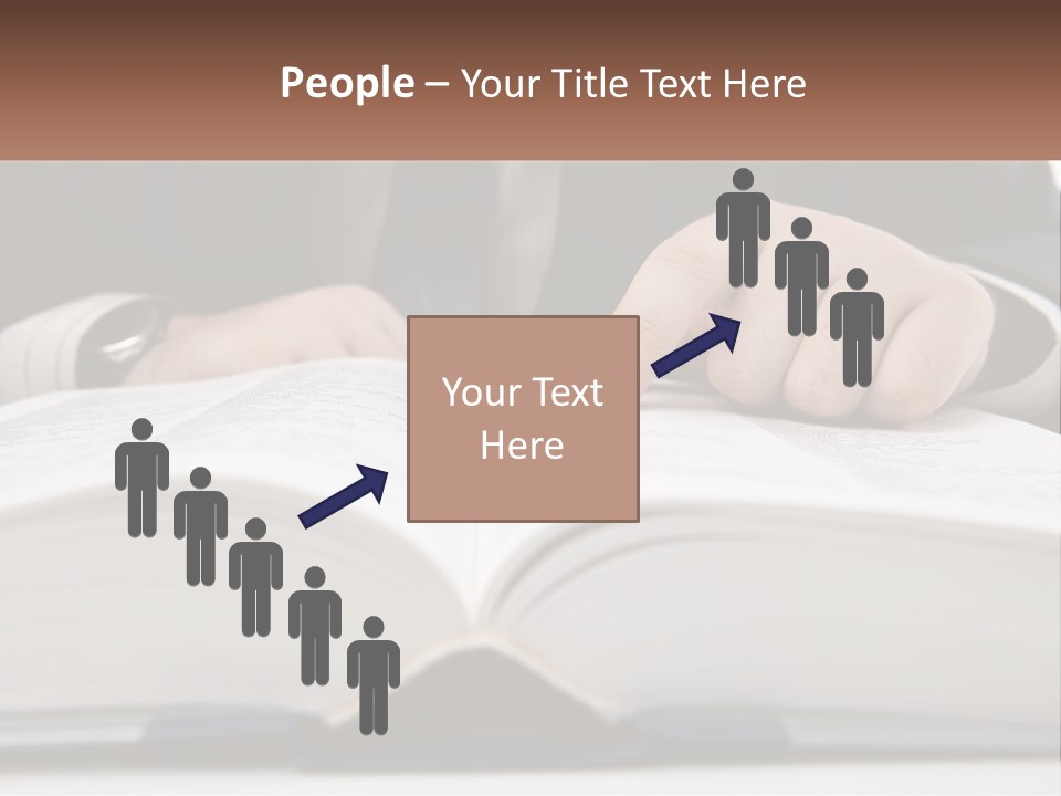 A Man In A Suit Is Pointing At A Book PowerPoint Template