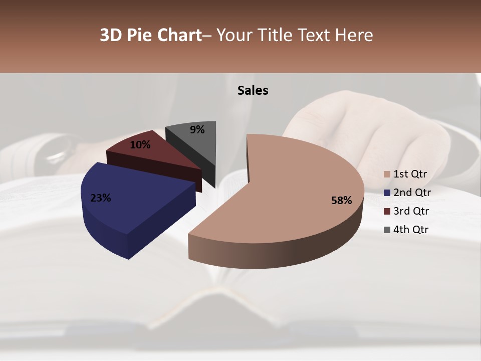 A Man In A Suit Is Pointing At A Book PowerPoint Template