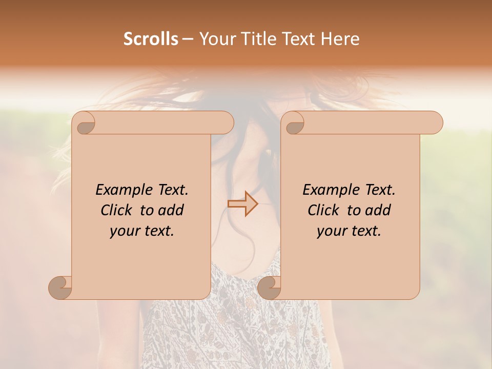 A Woman With Her Hair Blowing In The Wind PowerPoint Template