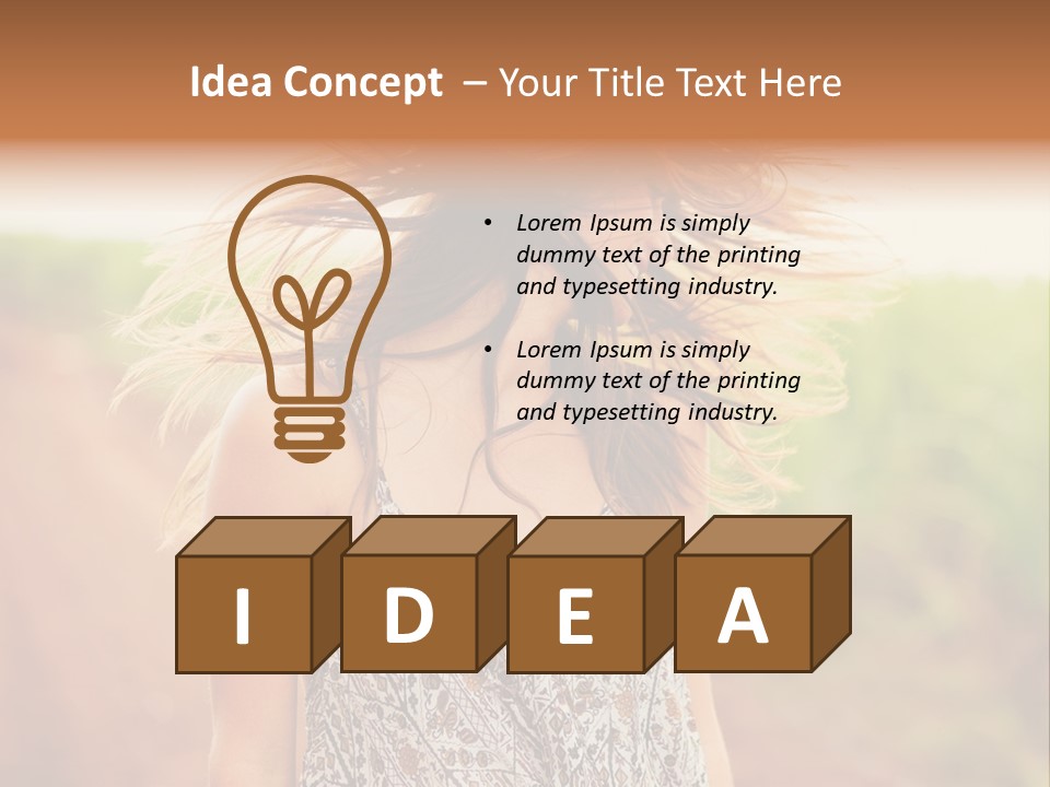 A Woman With Her Hair Blowing In The Wind PowerPoint Template