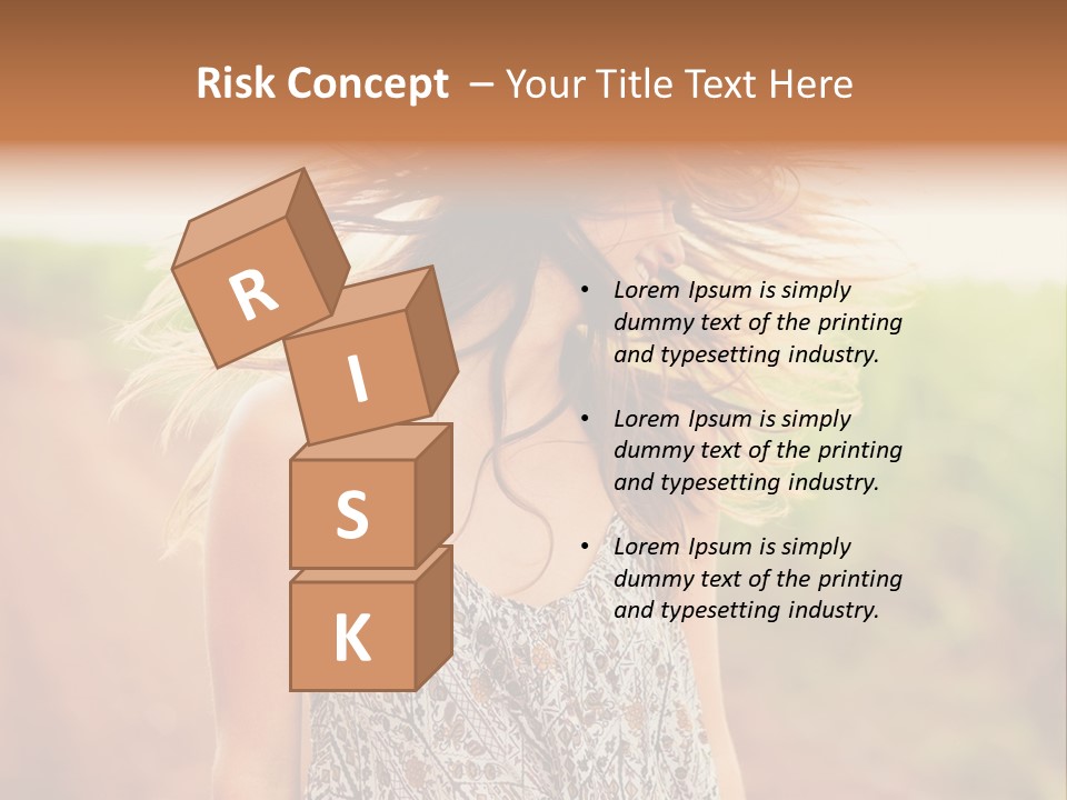 A Woman With Her Hair Blowing In The Wind PowerPoint Template