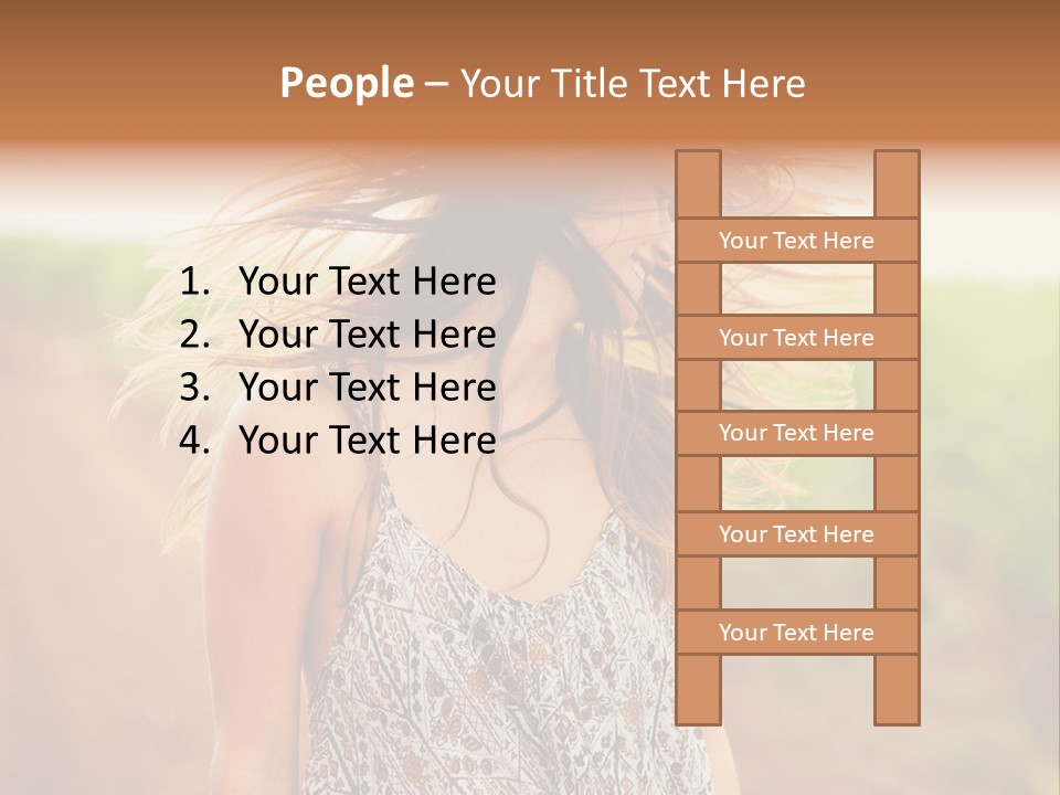 A Woman With Her Hair Blowing In The Wind PowerPoint Template