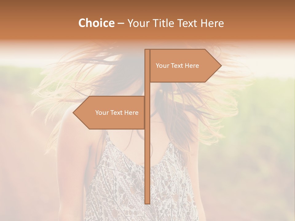 A Woman With Her Hair Blowing In The Wind PowerPoint Template