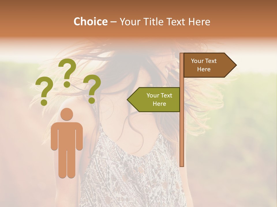 A Woman With Her Hair Blowing In The Wind PowerPoint Template