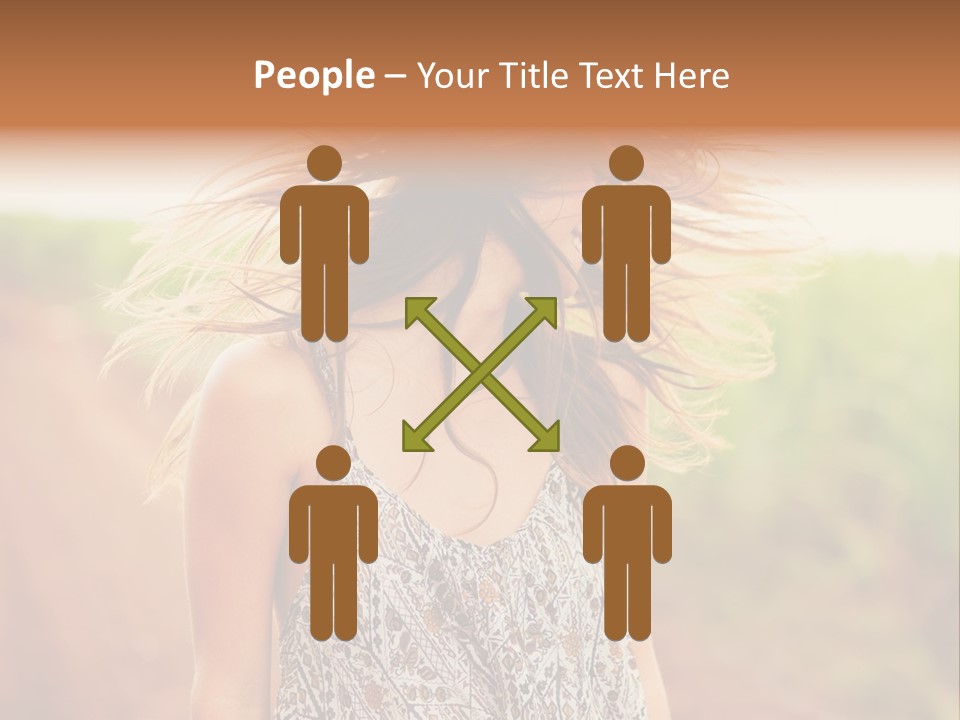 A Woman With Her Hair Blowing In The Wind PowerPoint Template