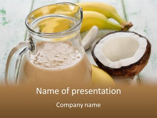 A Banana And A Glass Of Milk On A Table PowerPoint Template