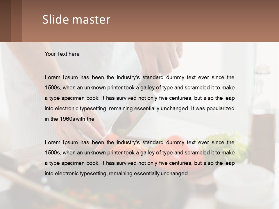 A Person Cutting Vegetables With A Knife On A Cutting Board PowerPoint Template