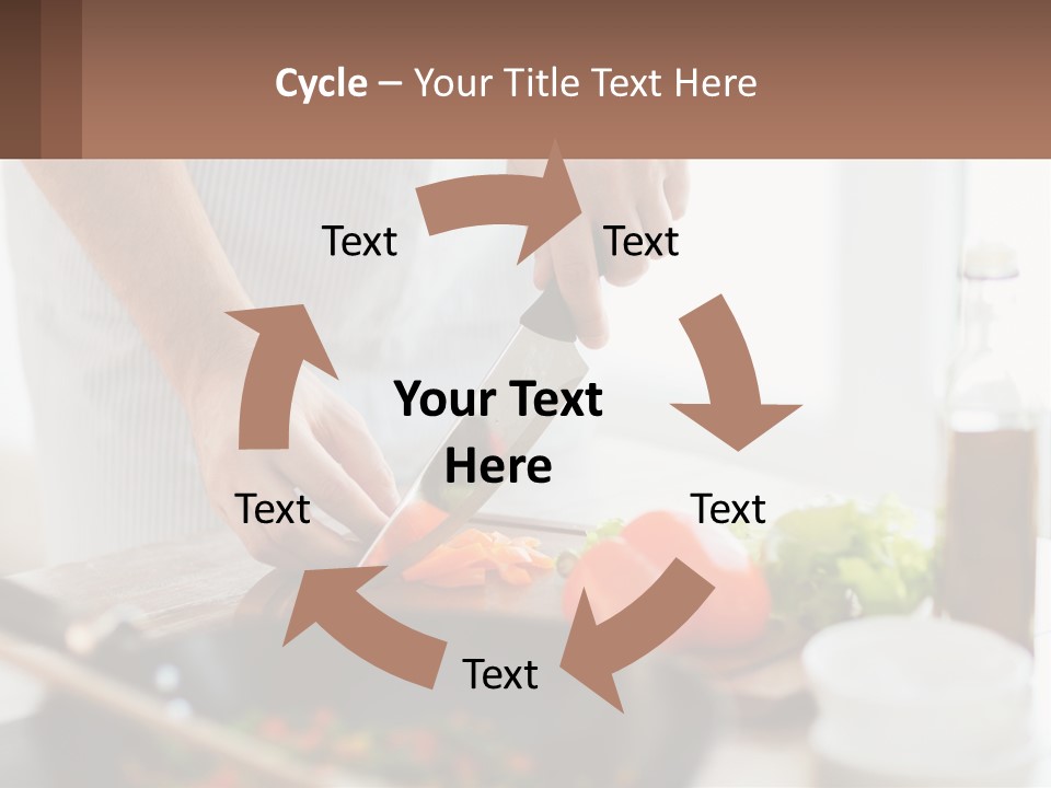 A Person Cutting Vegetables With A Knife On A Cutting Board PowerPoint Template