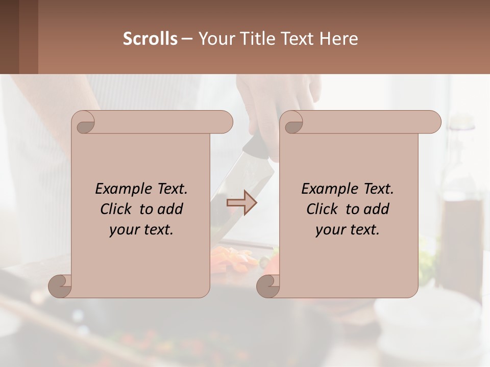 A Person Cutting Vegetables With A Knife On A Cutting Board PowerPoint Template
