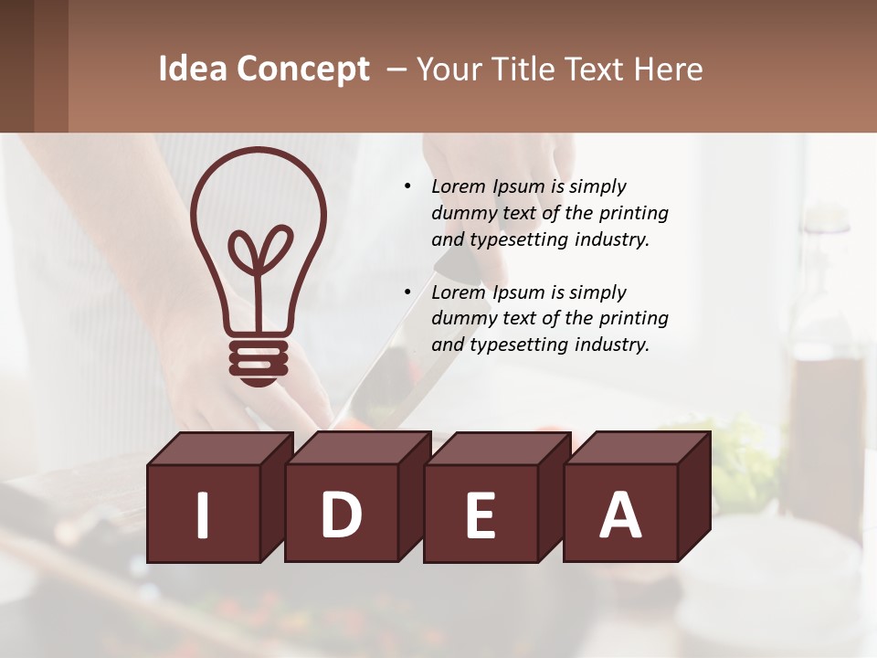 A Person Cutting Vegetables With A Knife On A Cutting Board PowerPoint Template